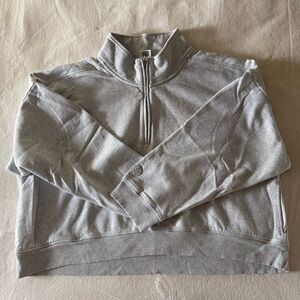 PINK Victoria's Secret Cropped Gray Quarter-Zip Sweater